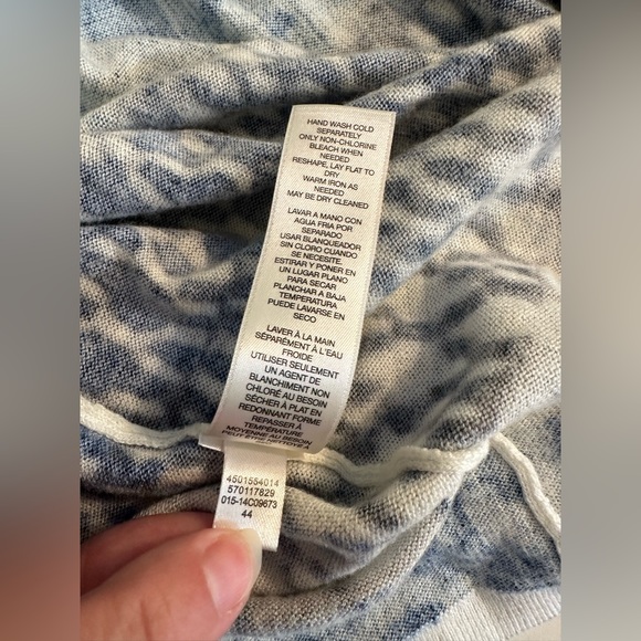 CHICOS Mixed Paisley Maizy Cardigan Sweater Long Blue Ivory Open Front Thin Knit - Picture 13 of 14